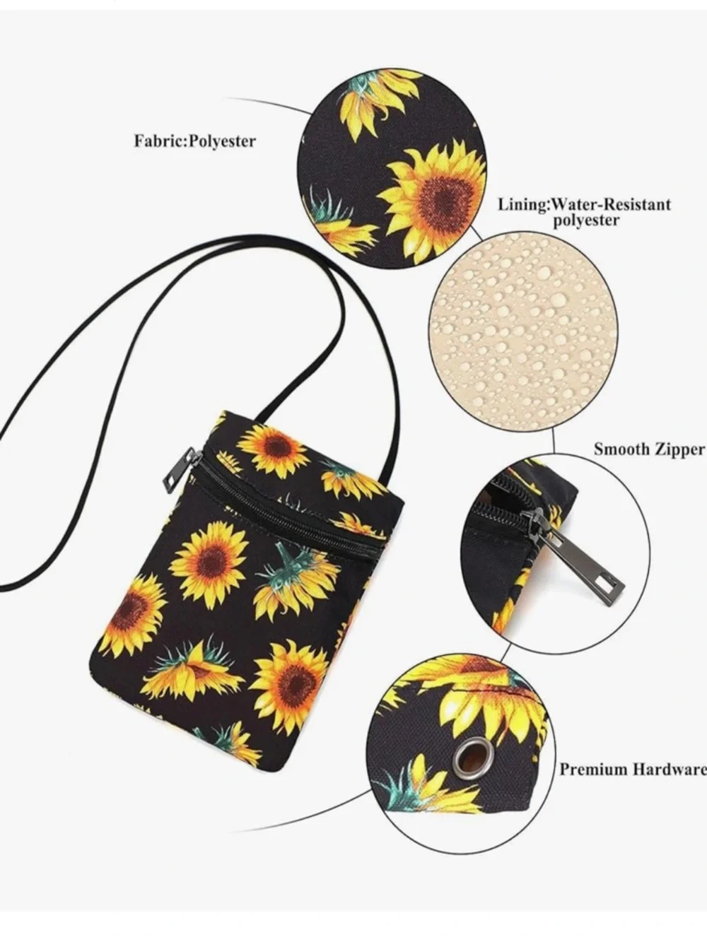 Small Crossbody Women Cell Phone Purse Wallet Bag With Shoulder Strap - Picture 7 of 7